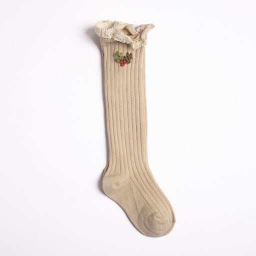 Embroidered Sock Set - Ecru/Dusty Pink image 3