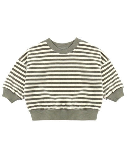 Velour Relaxed Sweatshirt | Spruce Stripe
