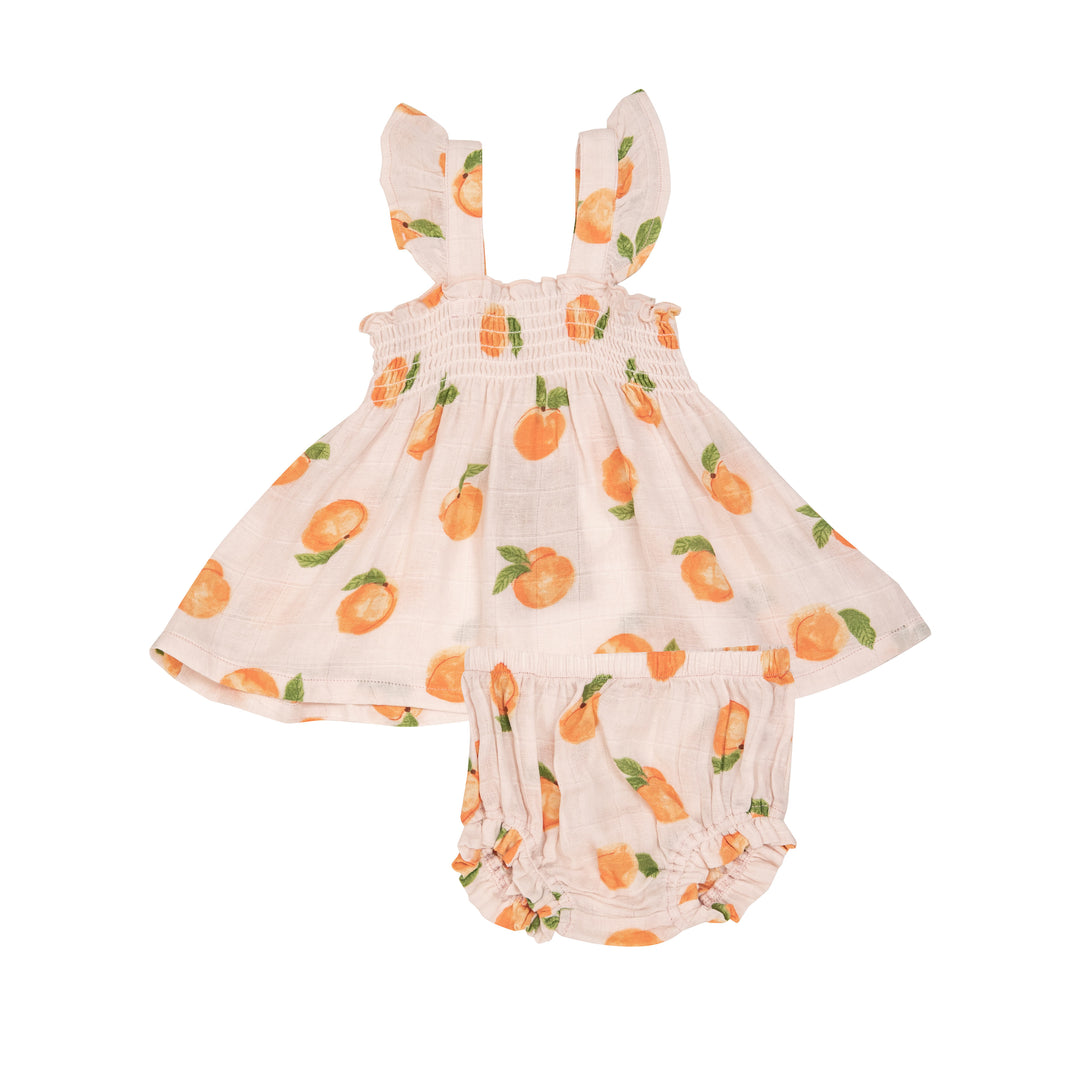 Peaches Ruffle Strap Smocked Top + Bloomer