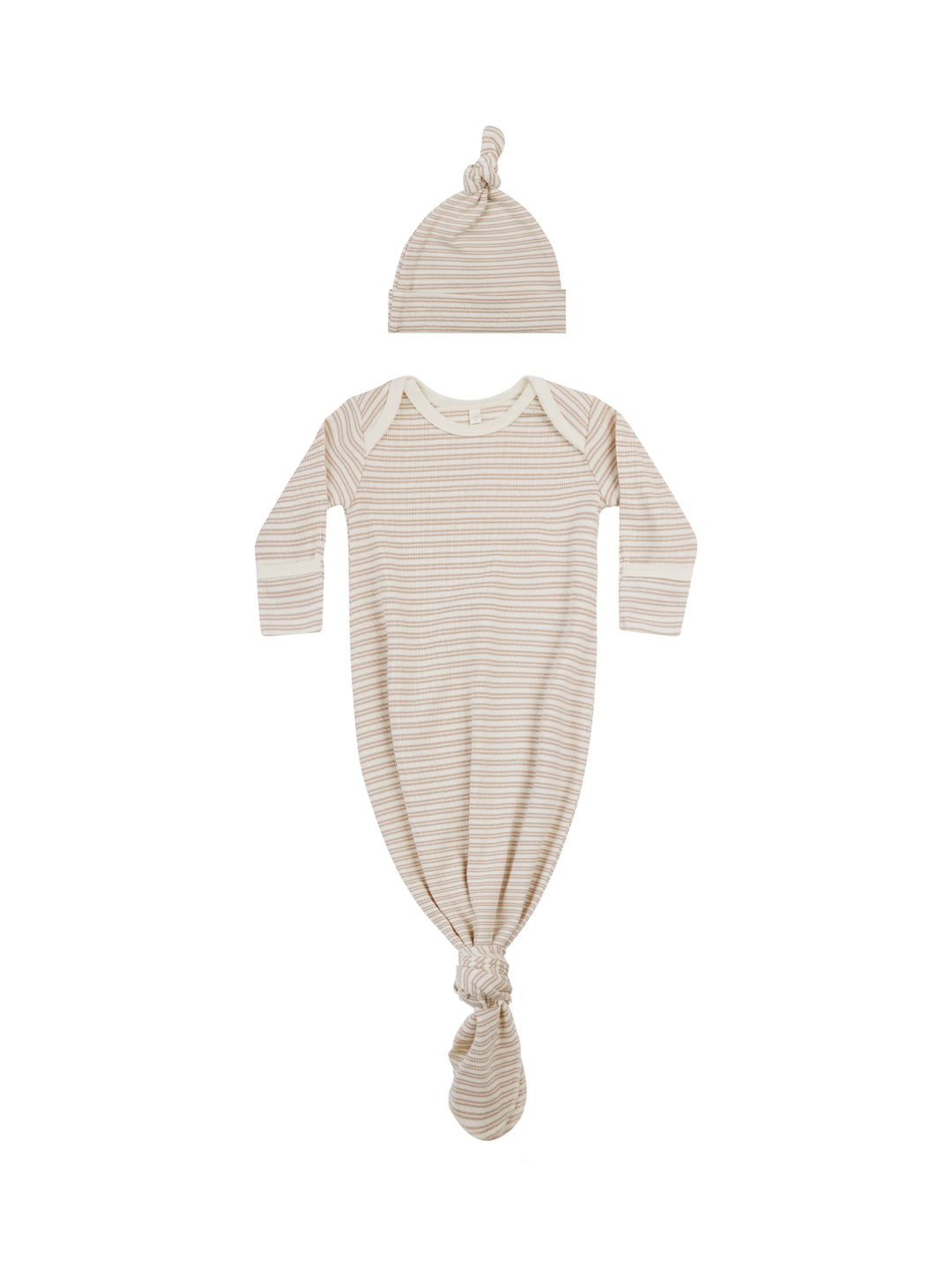 Organic Baby Gown + Hat | Oat Stripe