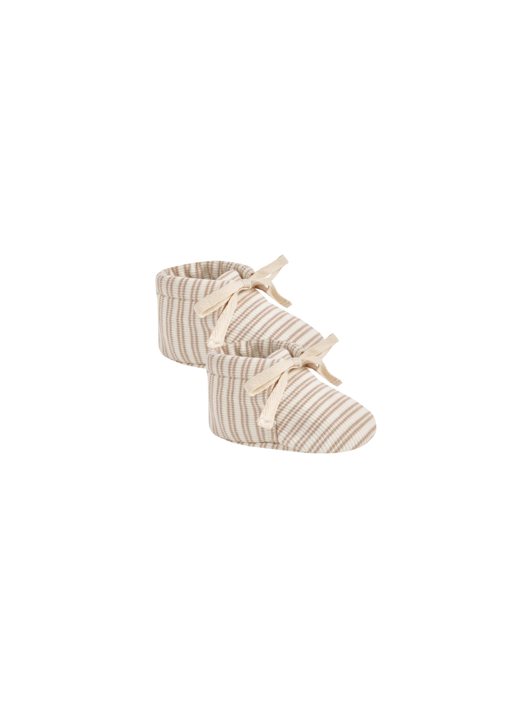 Ribbed Baby Booties- Oat Stripe