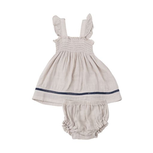 Oatmeal Ruffle Strap Smocked Top + DC