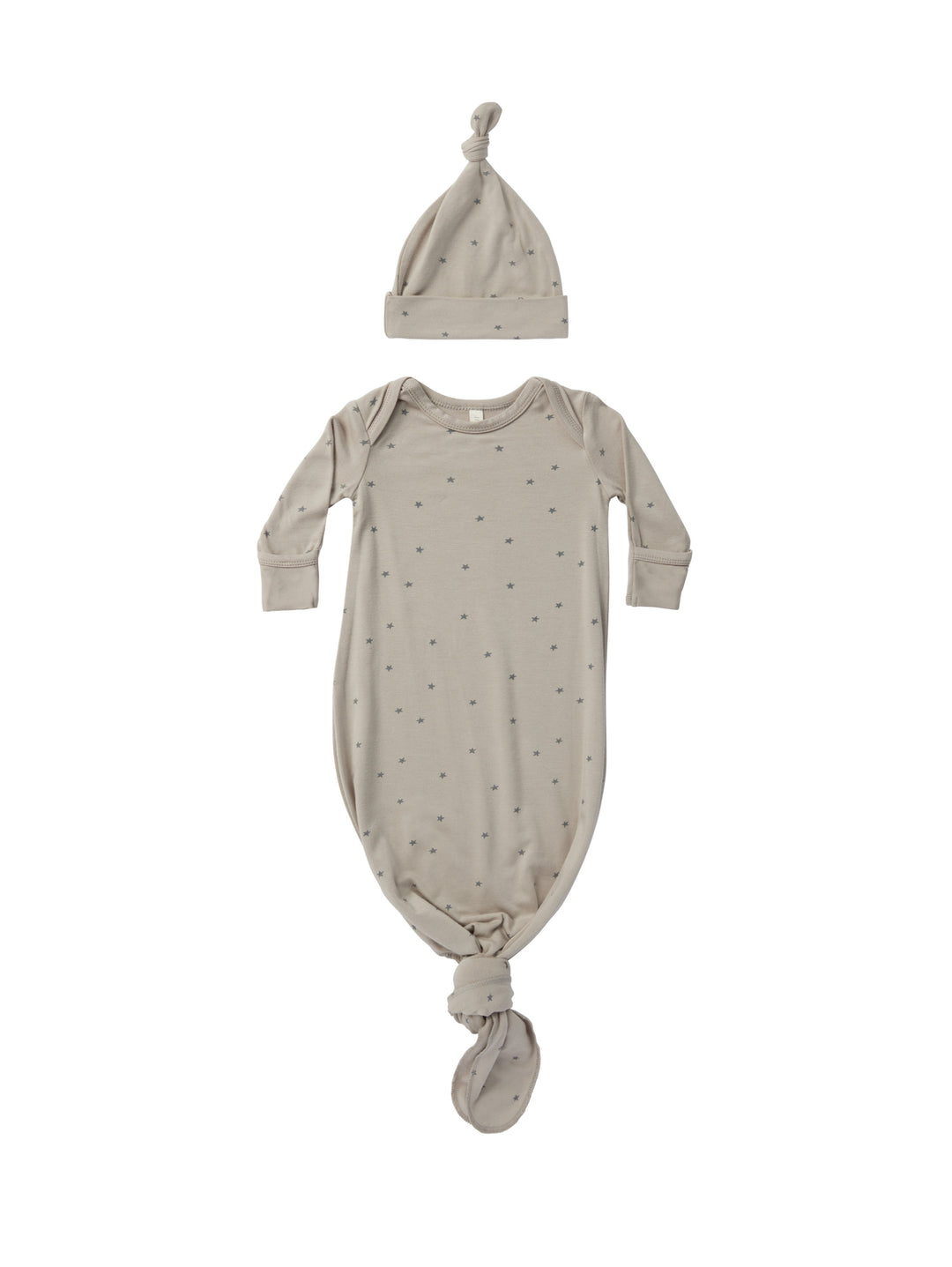 Knotted Baby Gown + Hat Stars
