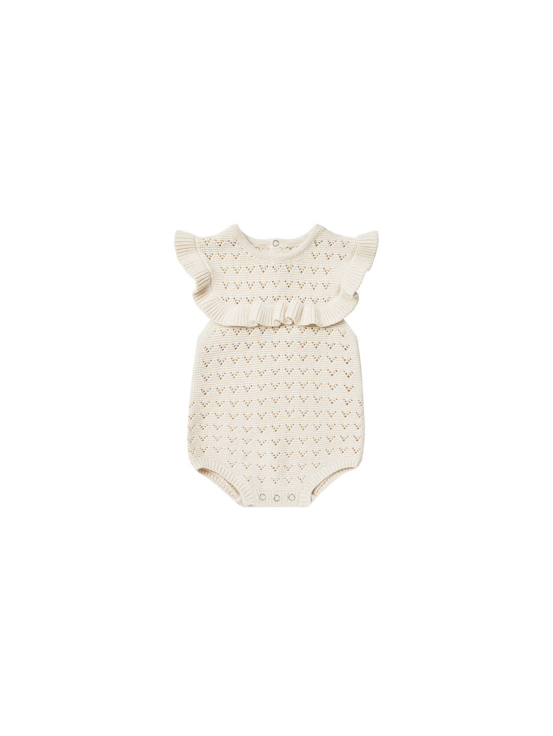 Pointelle Ruffle Romper Natural