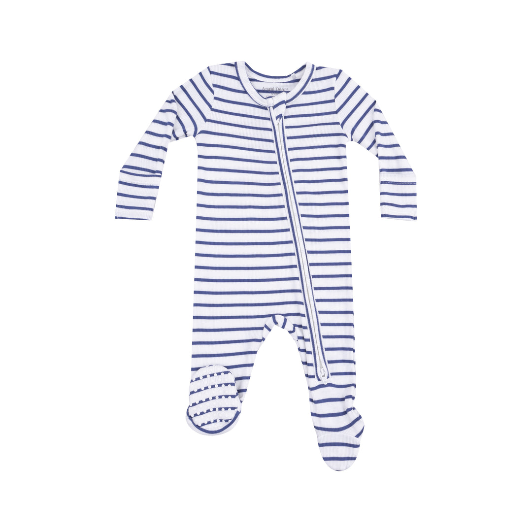 Stripe Vintage Navy Zipper Footie