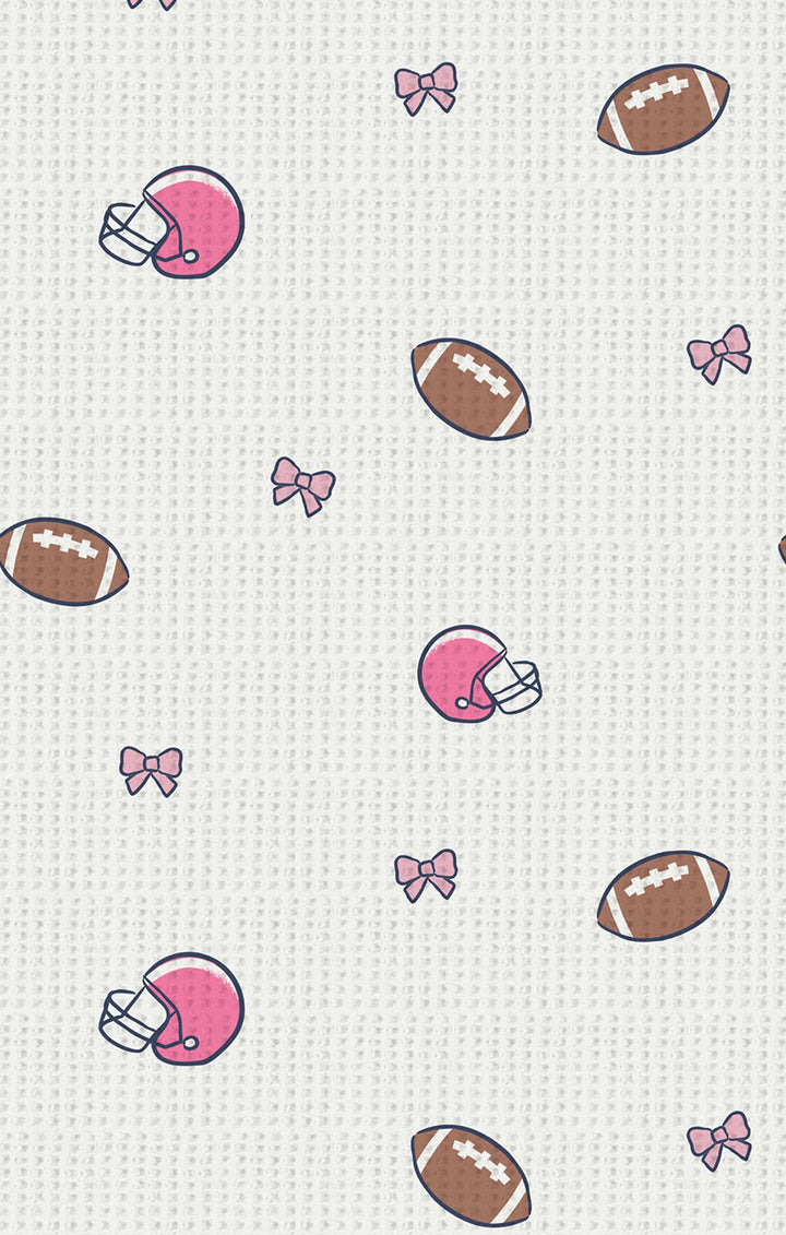 Footballs and Bows 2 Way Zipper Ruffle Footie