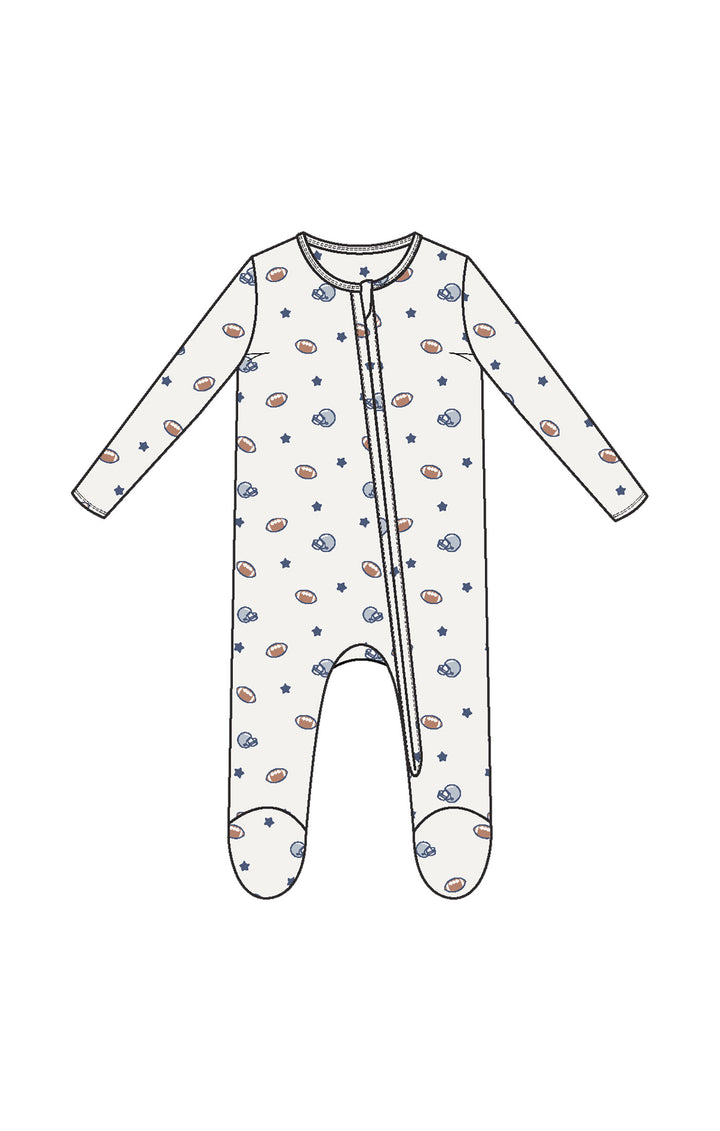Footballs and Stars 2 Way Zipper Footie