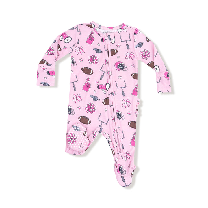 Game Day Pink 2 Way Zipper Ruffle Footie
