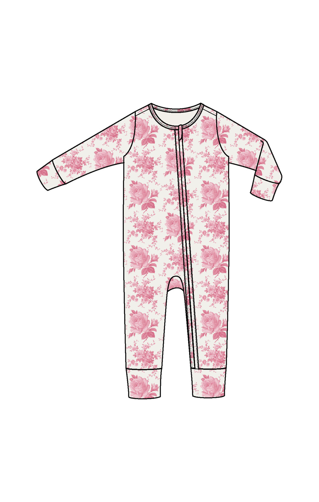 Vintage Pink Roses 2 Way Zipper Romper