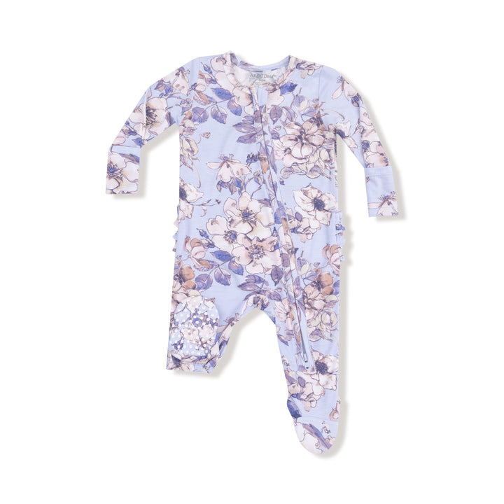 Woodrose Periwinkle 2 Way Zipper Ruffle Footie