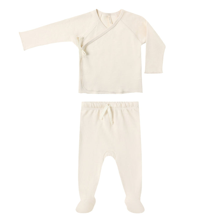 Wrap Top + Footed Pant Set | Natural