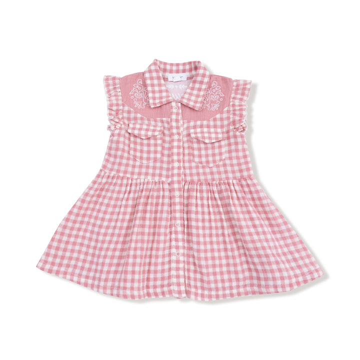 Western Pearl Snap Dress Howdy Embroidery