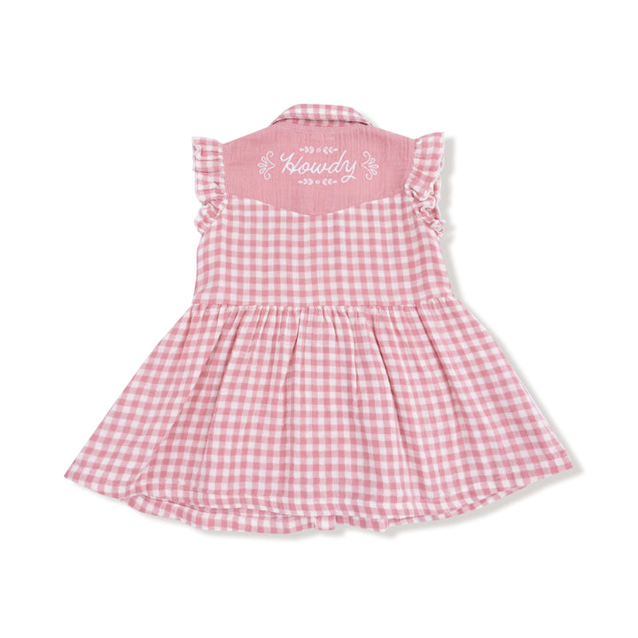 Western Pearl Snap Dress Howdy Embroidery