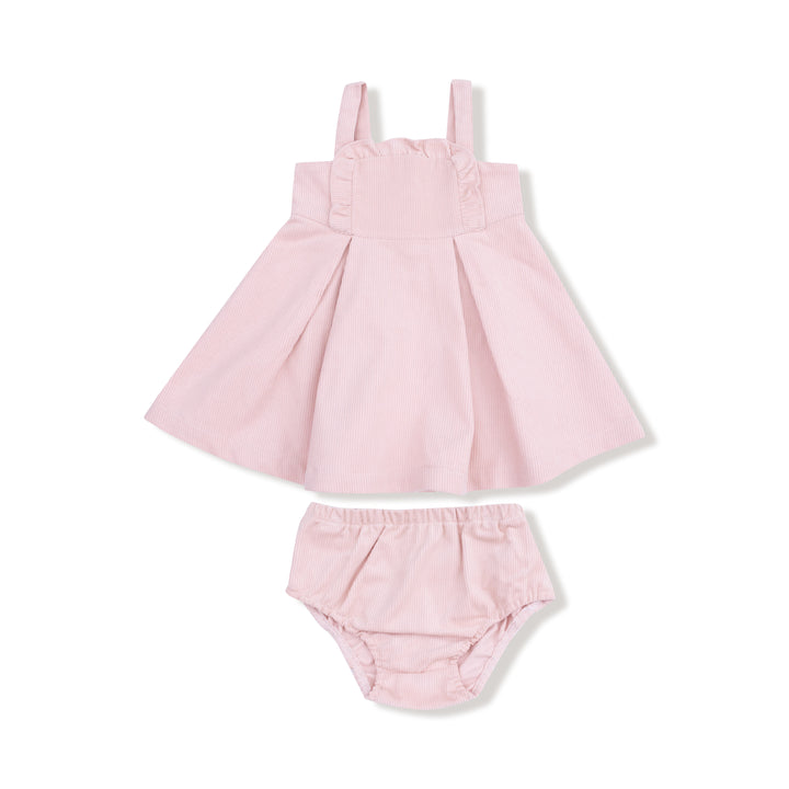 Corduroy Ruffled Jumper Veiled Pink