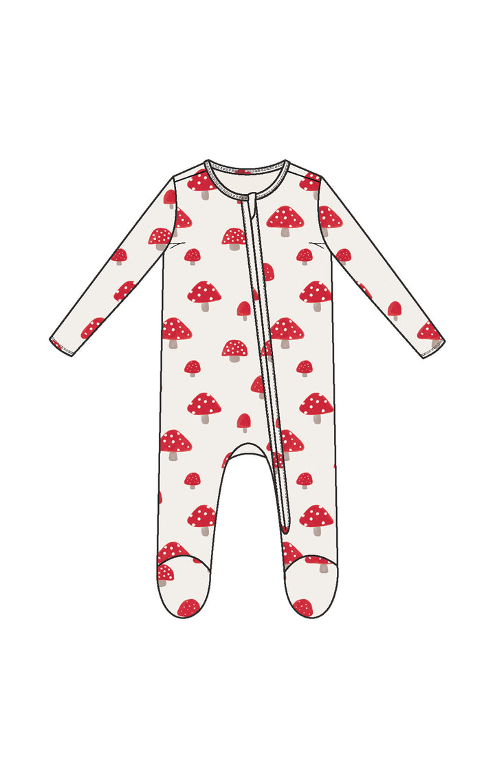 Painterly Mushrooms 2 Way Zipper Footie