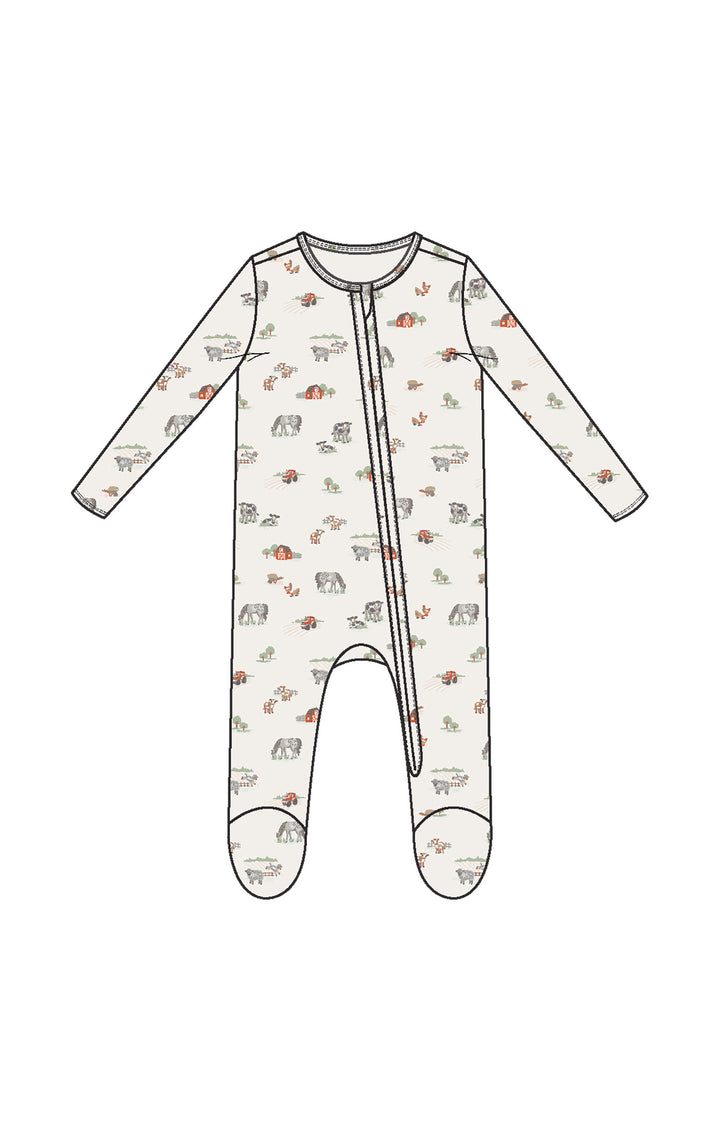 Little Farm Ribbed 2 Way Zipper Footie