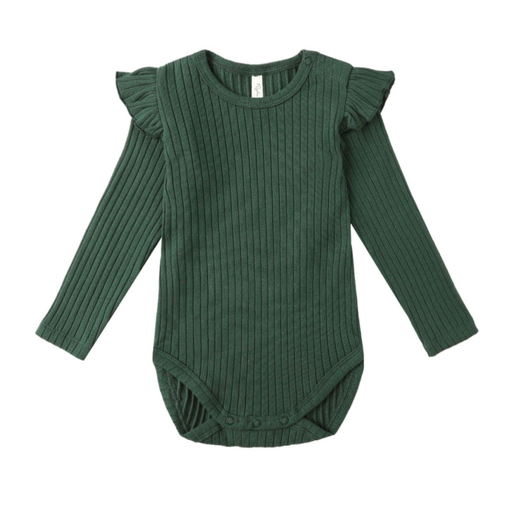 Shoulder Ruffle Bodysuit - Green