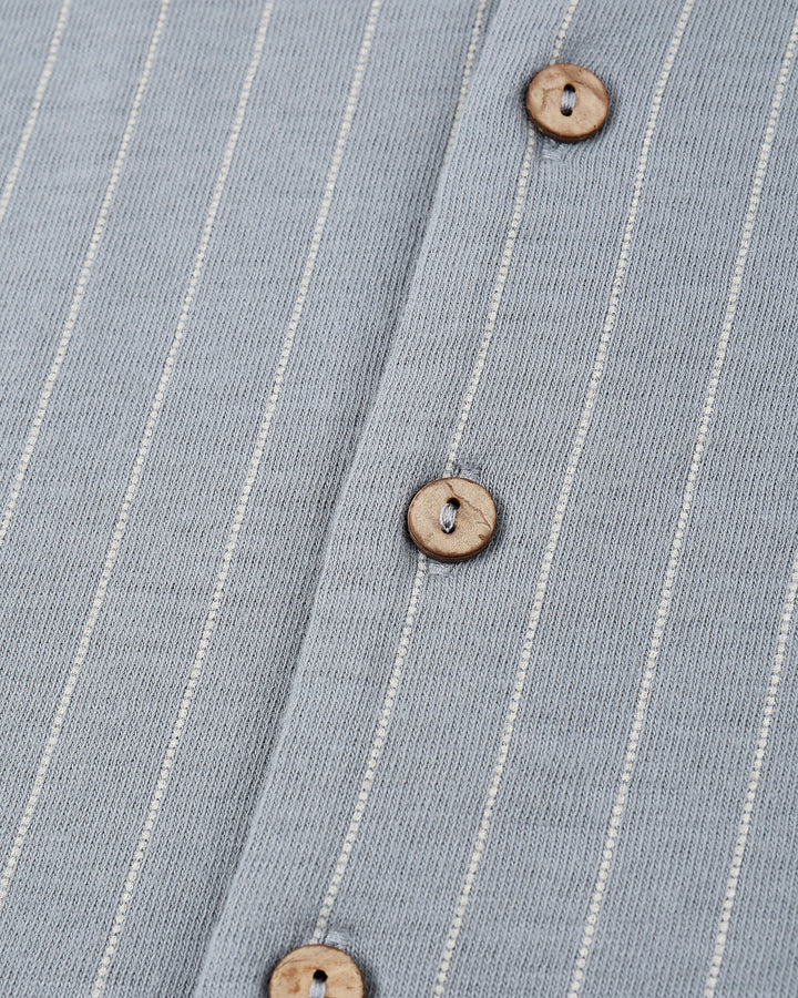 Lapel Collar Shirt - Blue Stripe