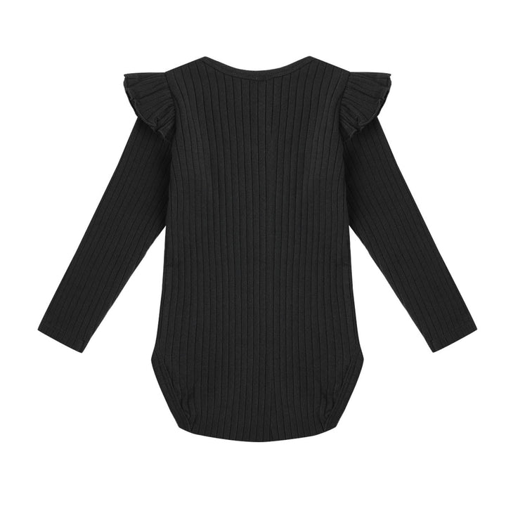 Shoulder Ruffle Bodysuit - Black