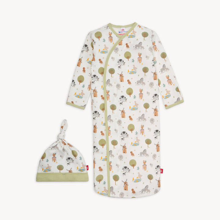 Funny Farm Organic Cotton Gown & Hat