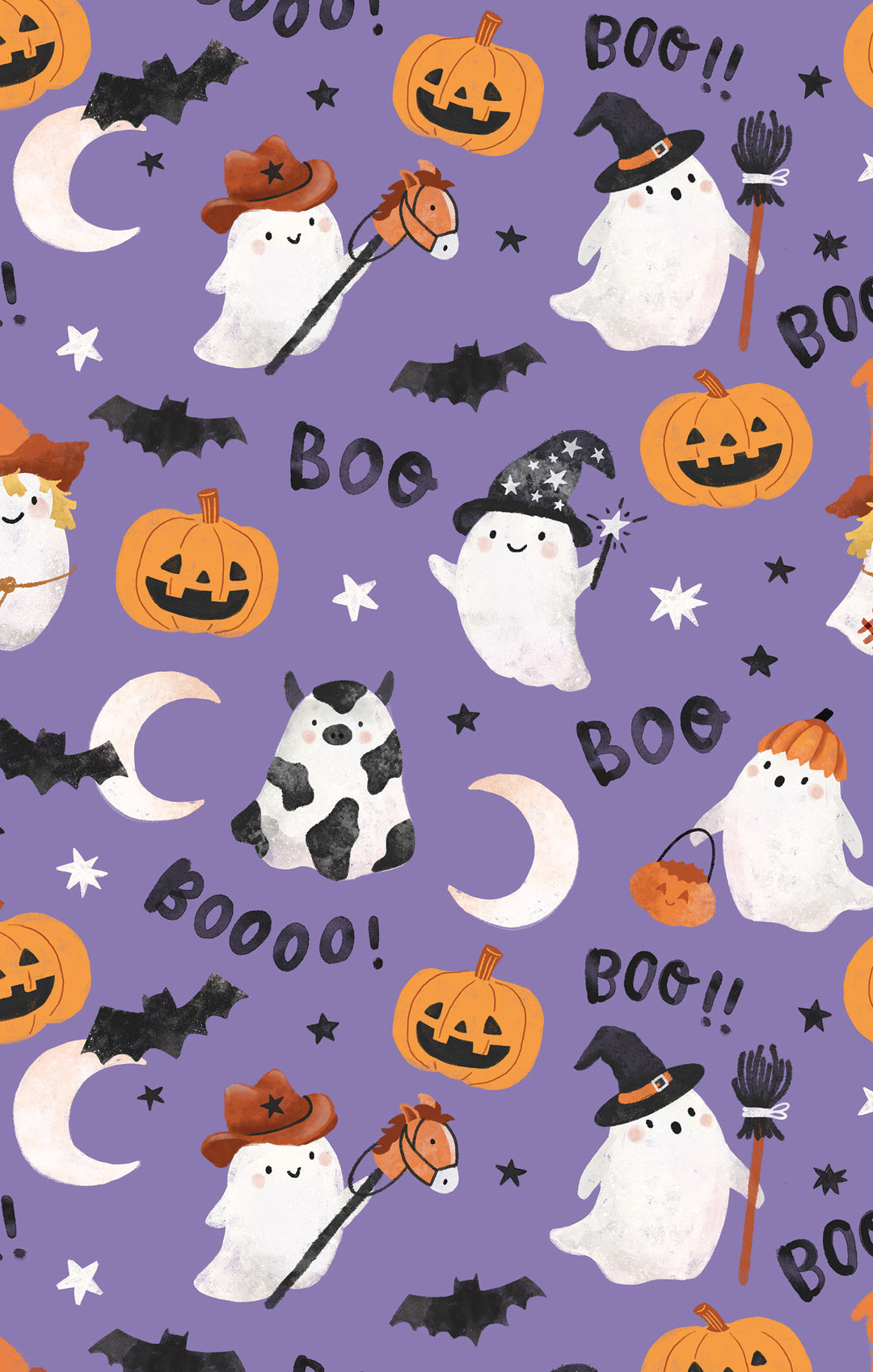Costumed Ghosts Glow in Dark L/S Set - Dark Purple