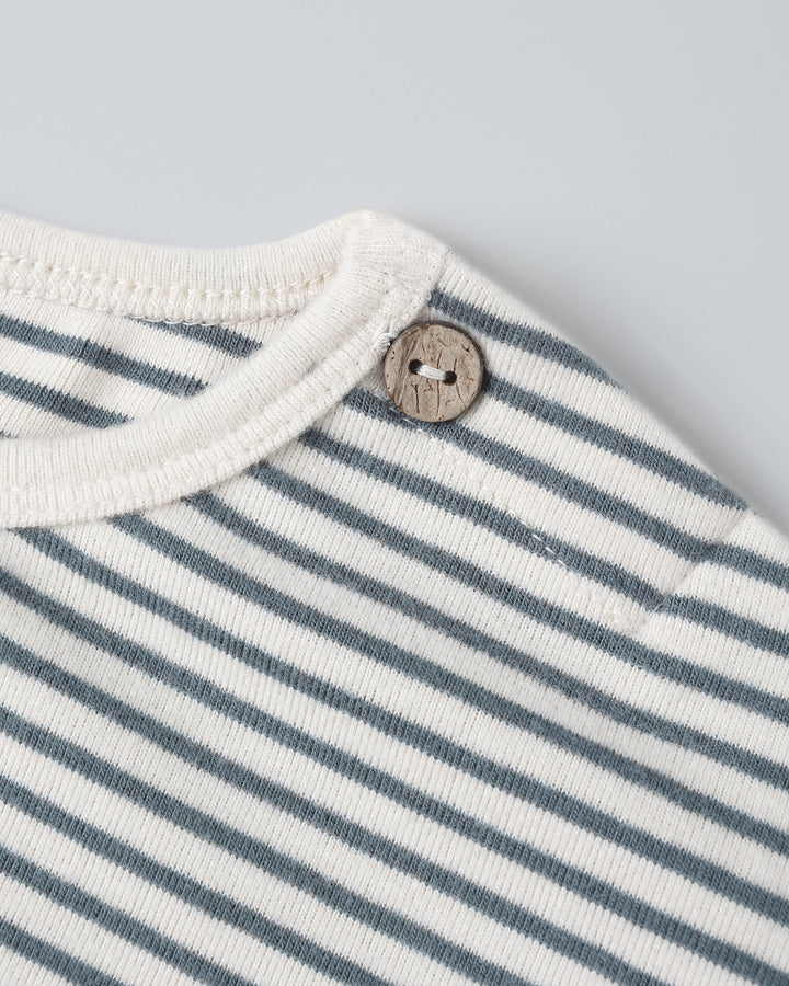 Long Sleeve + Pant Set - Ocean Micro Stripe
