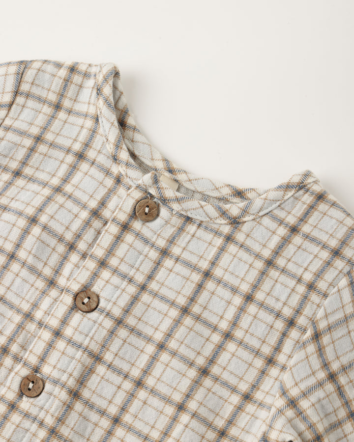 Pocketed Woven Jumpsuit - Blue Plaid