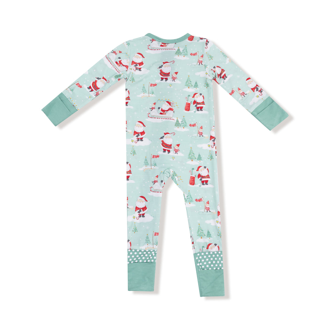 Golfing Santa And Elves - 2 Way Zipper Romper