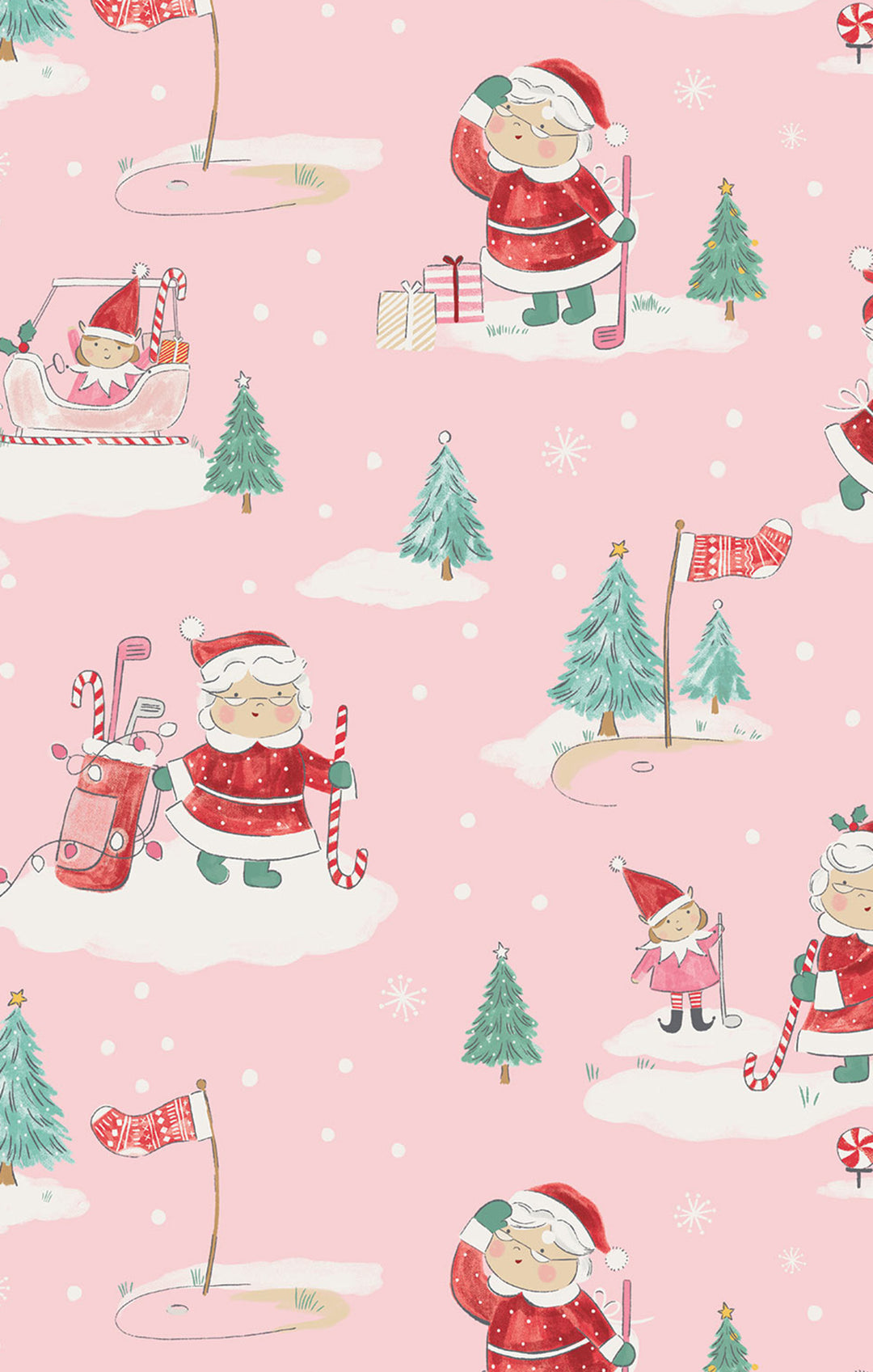 Golfing Mrs. Claus And Elves - L/s Loungewear Set