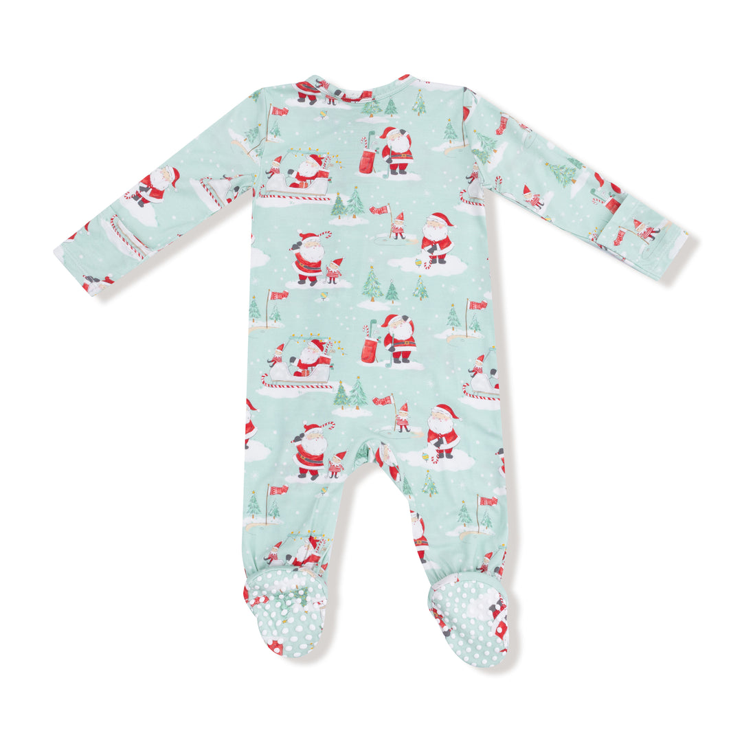 Golfing Santa And Elves - 2 Way Zipper Footie