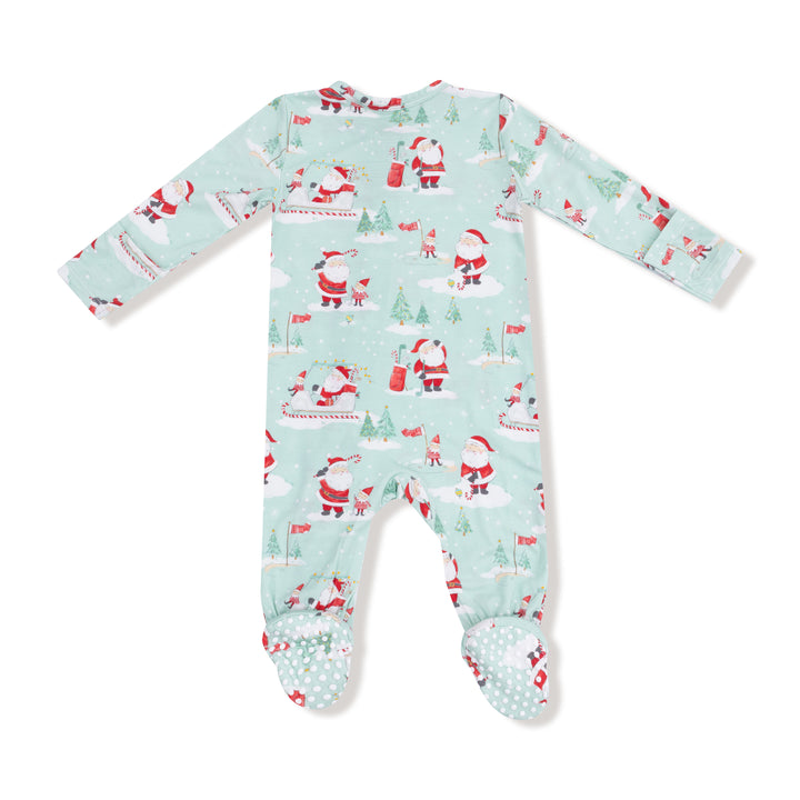 Golfing Santa And Elves - 2 Way Zipper Footie