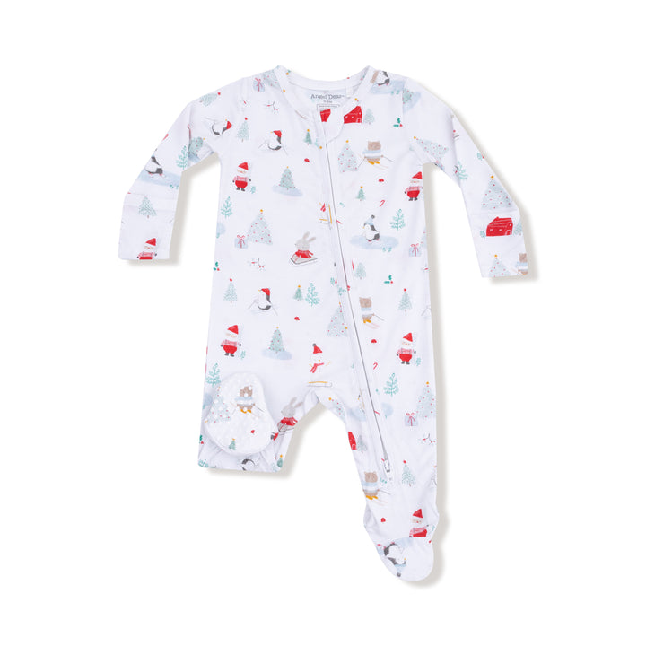 Santa Ski Friends - 2 Way Zipper Footie