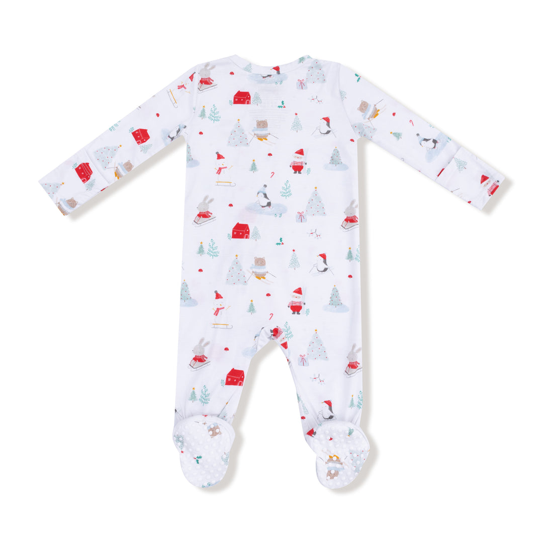 Santa Ski Friends - 2 Way Zipper Footie