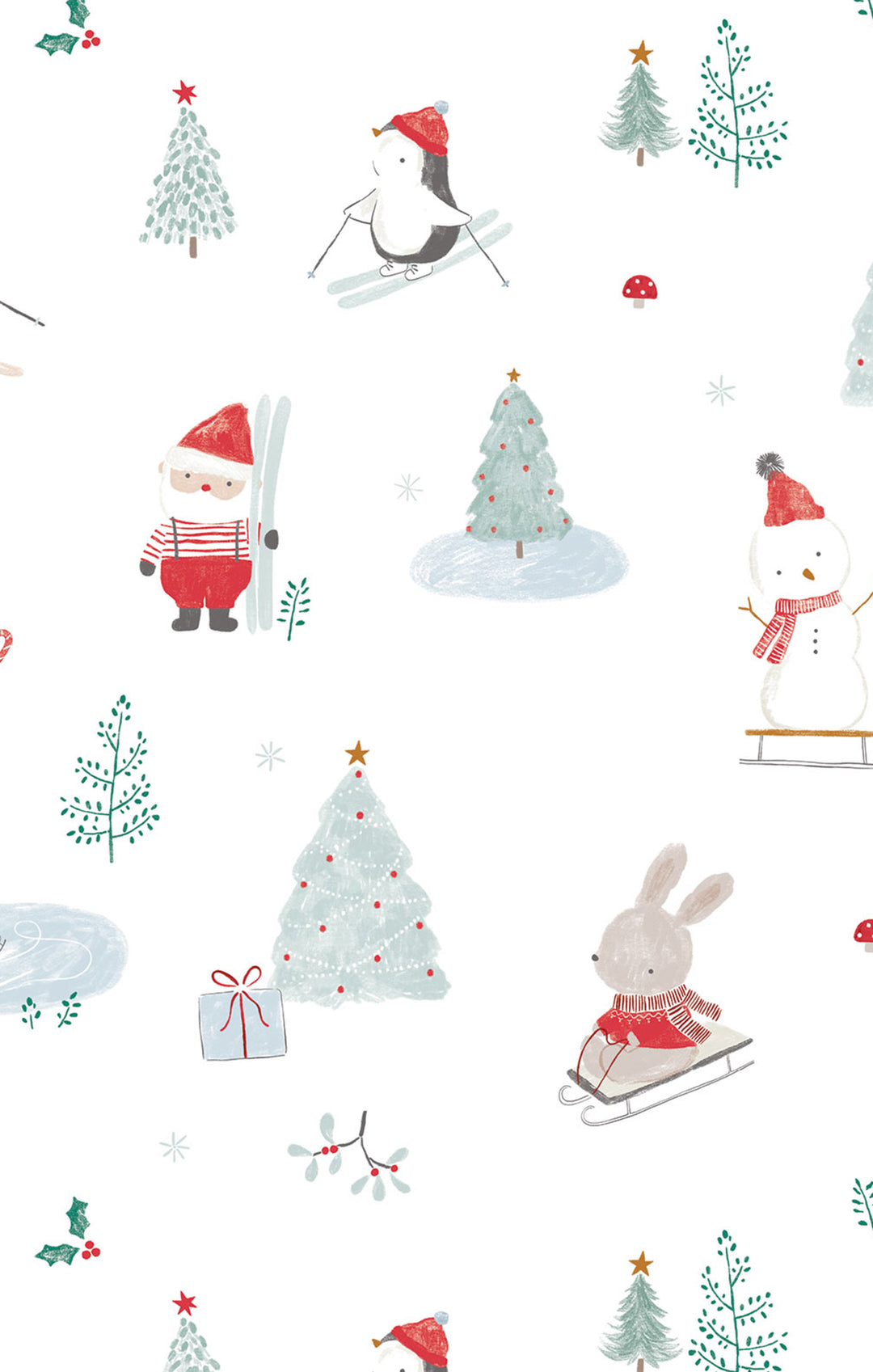 Santa Ski Friends - 2 Way Zipper Footie