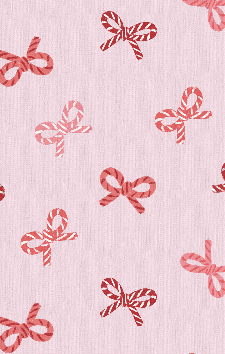 Candy Cane Bows - 2 Way Zipper Ruffle Back Footie