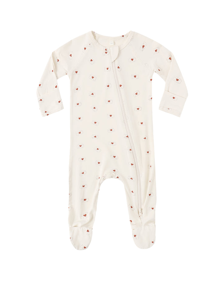 Bamboo Zip Footie - Valentine