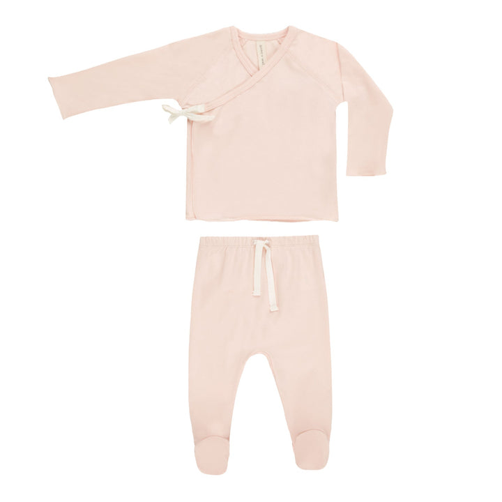 Wrap Top + Footed Pant Set - Petal
