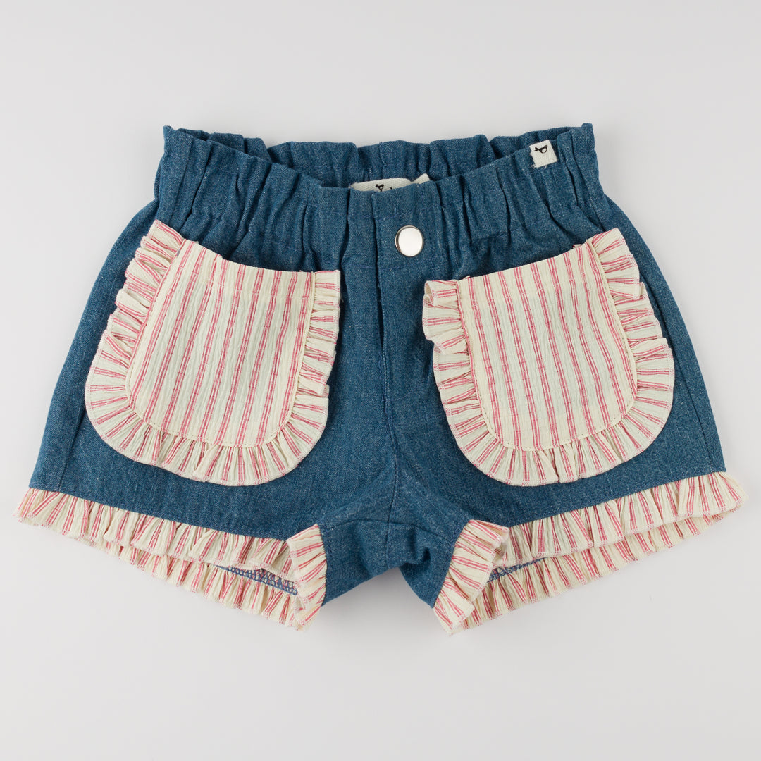 Denim Libby Ruffle Shorts
