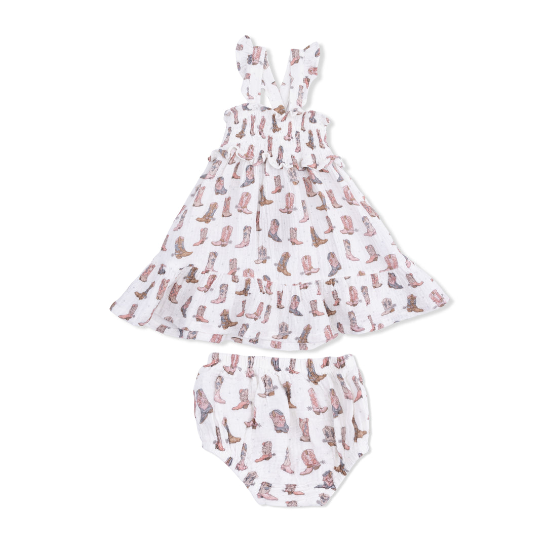 Cowgirl Boots - Smocked Ruffle Sundress