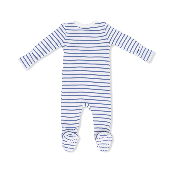 Navy Stripe - 2 Way Zipper Footie