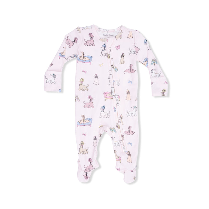 Fancy Hounds W/ Bows - 2 Way Ruffle Back Zipper Footie