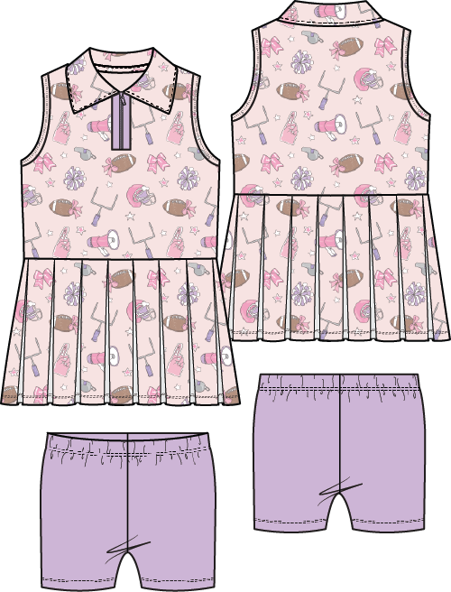 Football Cheer Polo Tennis Dress with Short