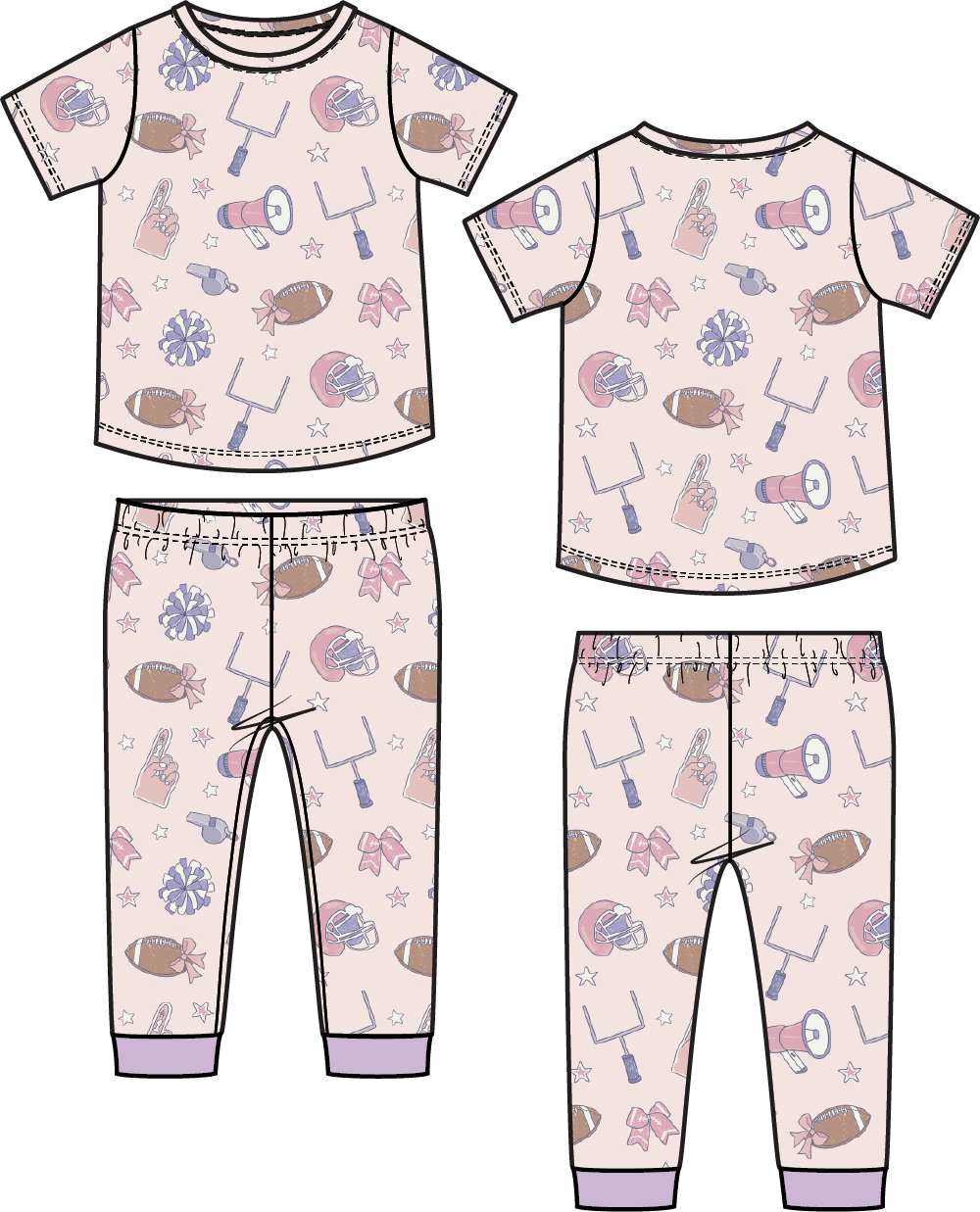 Football Cheer S/S Loungewear Set