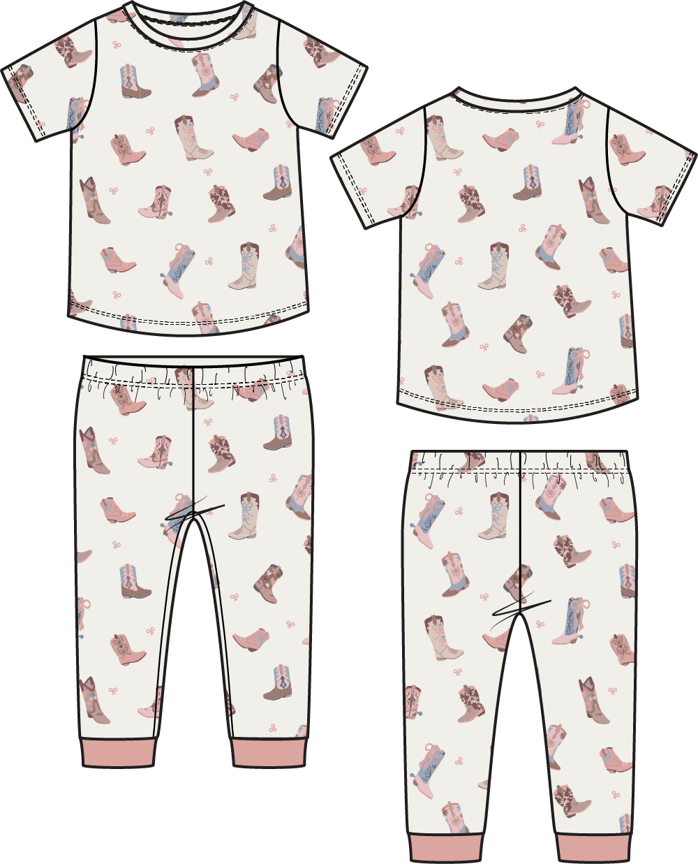 Buckarette Boots S/S Loungewear Set