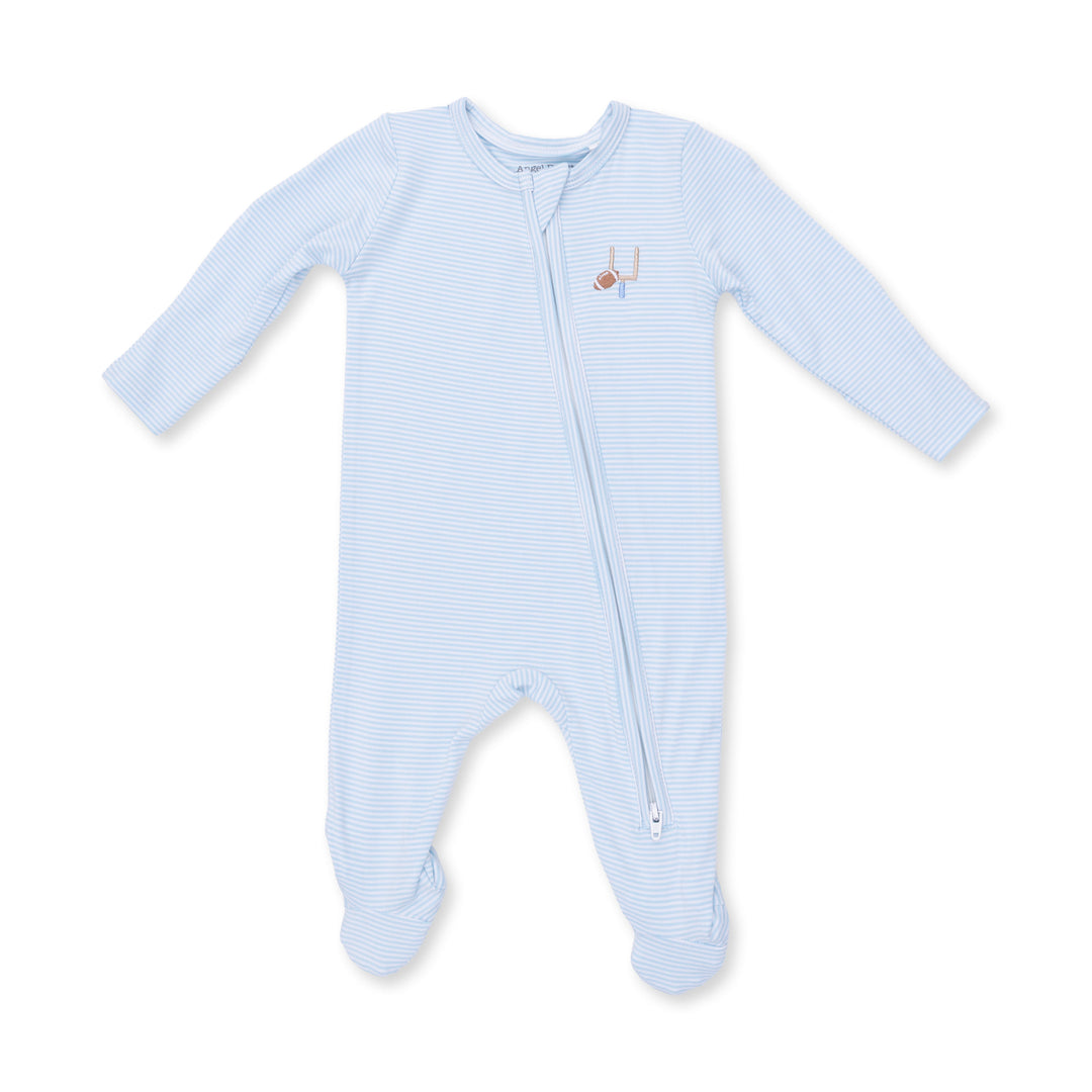 Football Blue Micro Stripe 2 Way Footie