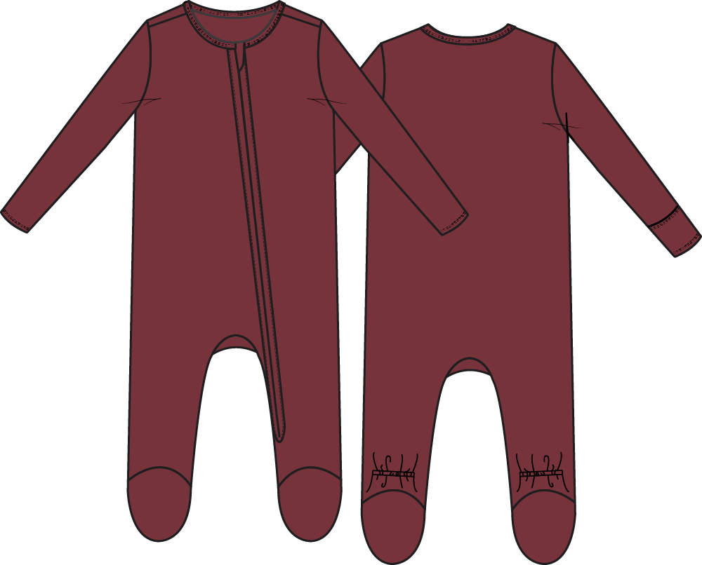 Solid Oxblood Red 2 Way Footie