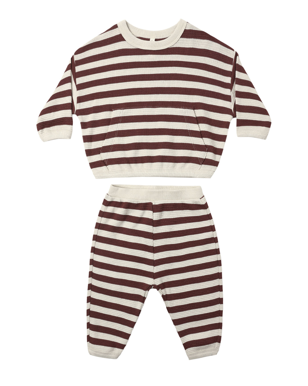 Waffle Slouch Set || Black Cherry Stripe