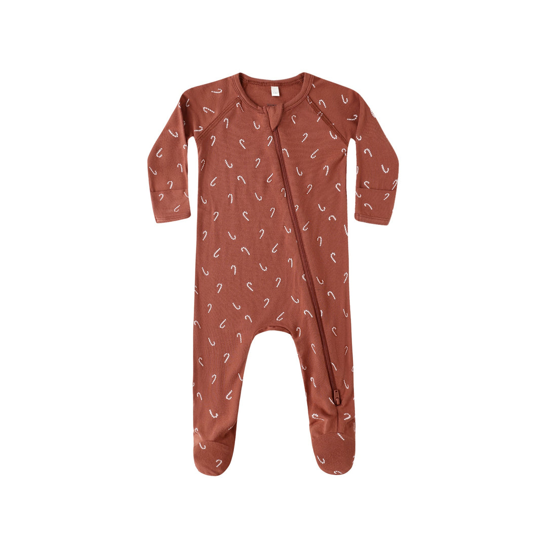 Candy Cane Bamboo Zipper Footie
