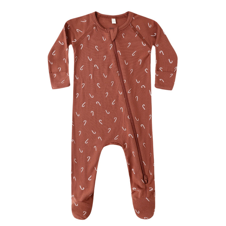 Candy Cane Bamboo Zipper Footie