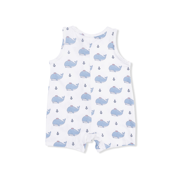 Bubbly Sailor Whales Blue - Shortie Romper